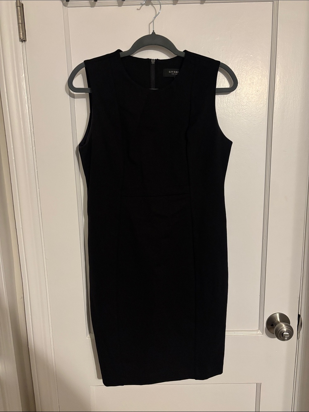 Liverpool Black Sleeveless Midi Sheath Dress